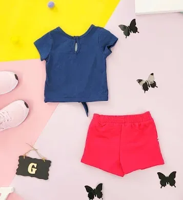 Conjunto para niña color azul y rojo