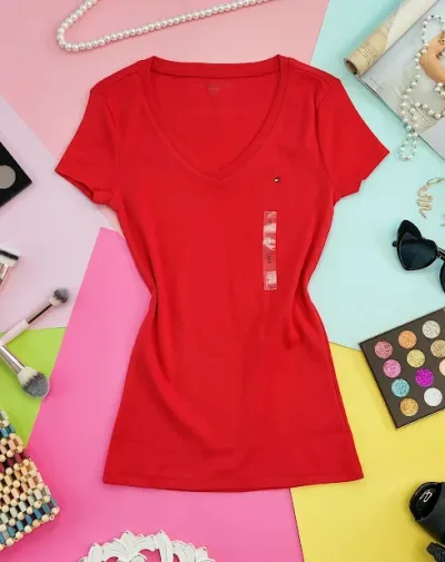 Camiseta Tommy Hilfiger para dama color rojo