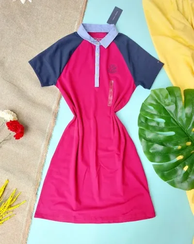 Vestido Tommy Hilfiger para dama color vino, azul y celeste