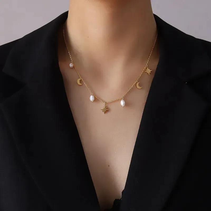 Collar de acero inoxidable chapado en oro