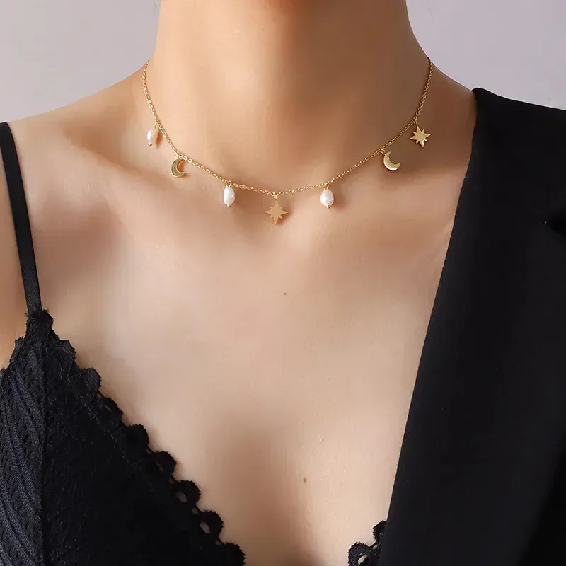 Collar de acero inoxidable chapado en oro