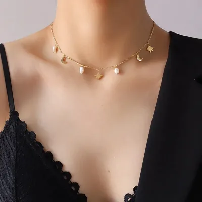 Collar de acero inoxidable chapado en oro