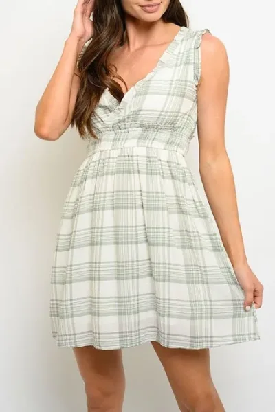 Vestido para dama a cuadros color blanco y gris