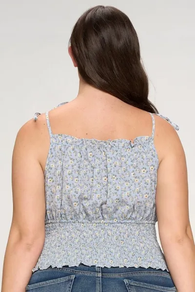 Blusa para dama color celeste con estampado floral 4815
