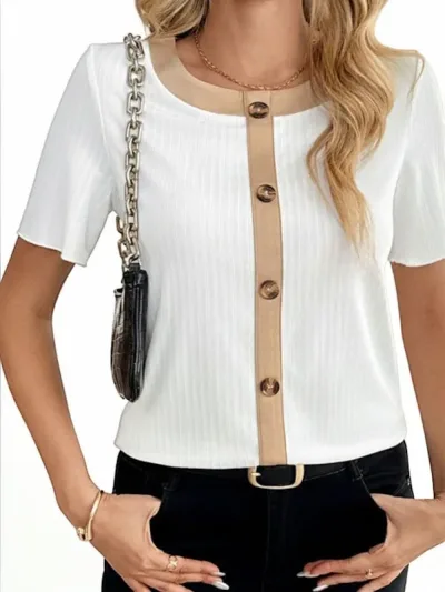 Camiseta para dama #COLOR BLANCO CON CAFE