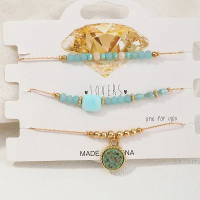 Set de pulseras para dama color dorado y celeste