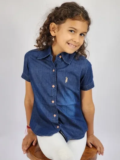 Blusa azul Cambridge Polo Club para niña