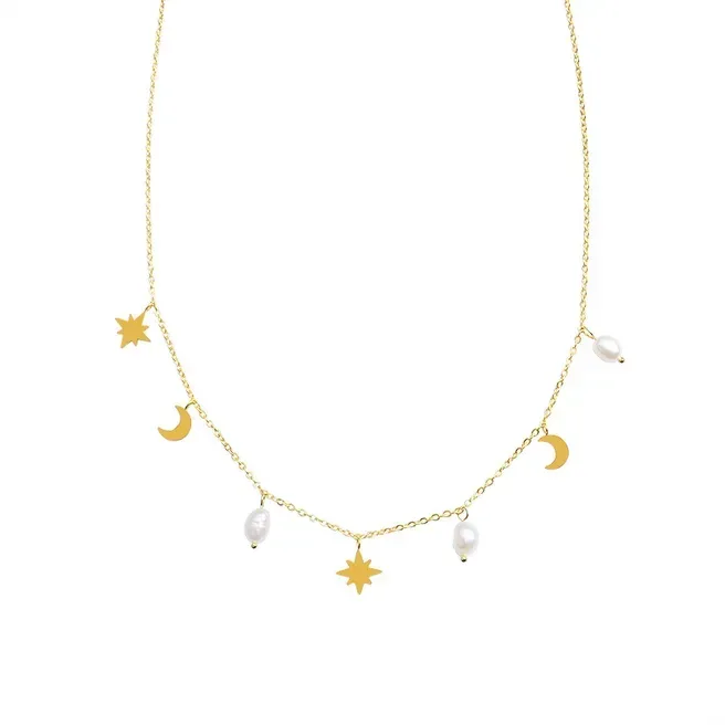 Cadena de acero inoxidable diseño luna y estrella