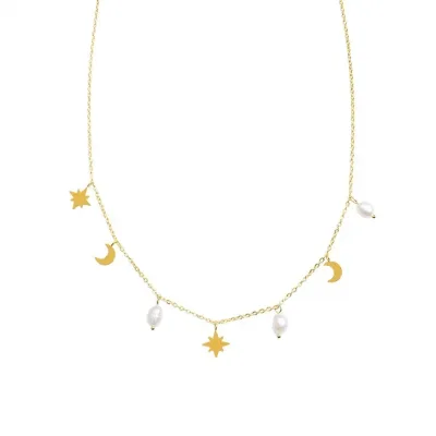 Cadena de acero inoxidable diseño luna y estrella