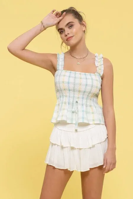 Blusa para dama diseño a cuadros multicolor