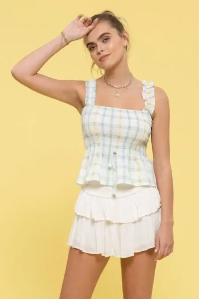 Blusa para dama diseño a cuadros multicolor
