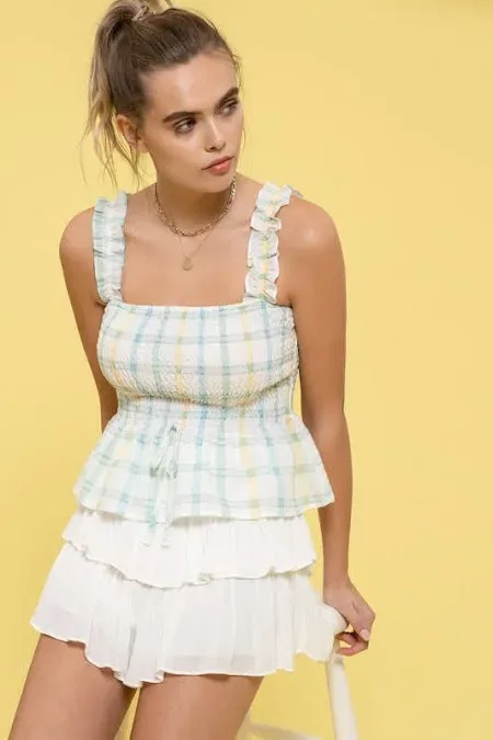 Blusa para dama diseño a cuadros multicolor