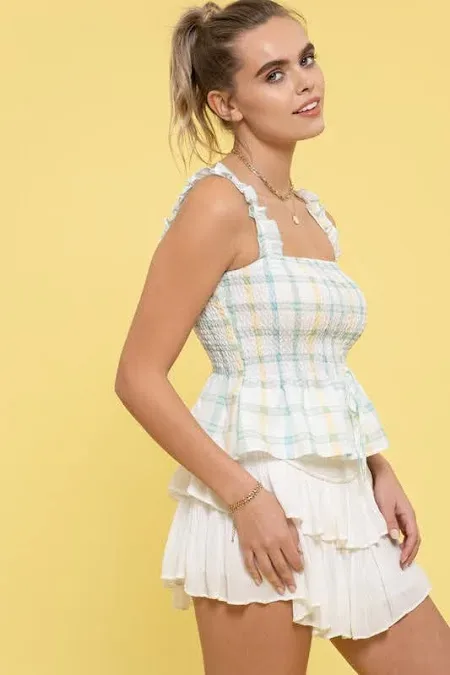 Blusa para dama diseño a cuadros multicolor
