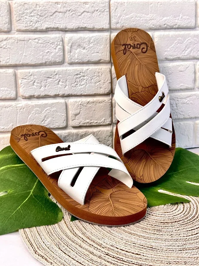 Sandalias Coral Kali White/Camel para Dama