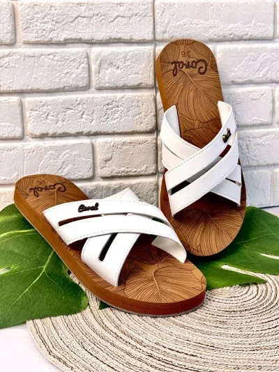 Sandalias Coral Kali White/Camel para Dama