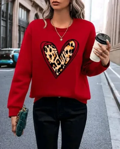 Suéter para dama color rojo con diseño de corazón