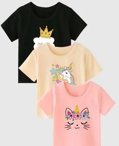 Set de 3 camisetas para niña diseños diferentes