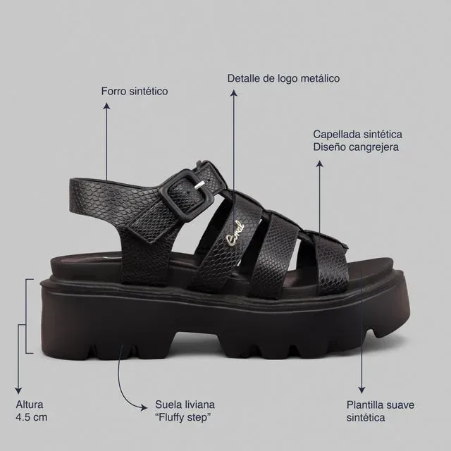 Sandalias Coral  Cleopatra 3 Black para dama