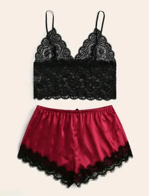 Lencería para dama color rojo y negro