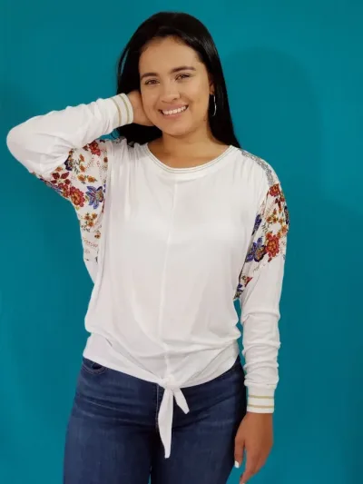Blusa Grifflin manga larga para  dama color blanco