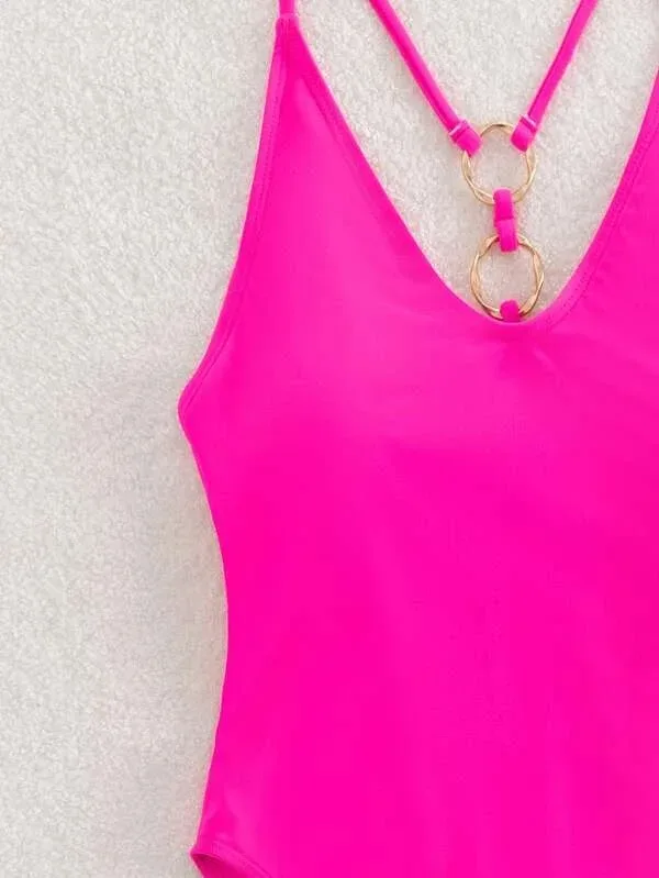 Vestido de baño para dama color fucsia neon