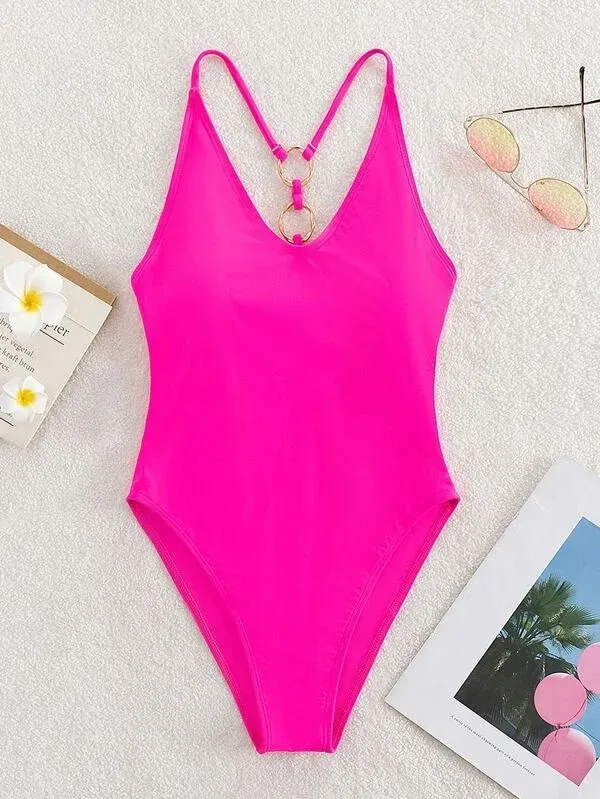 Vestido de baño para dama color fucsia neon