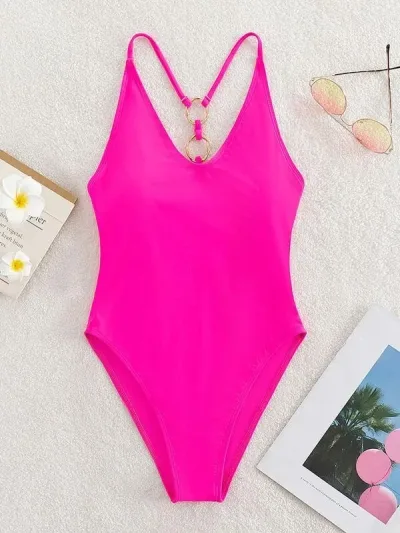 Vestido de baño para dama color fucsia neon