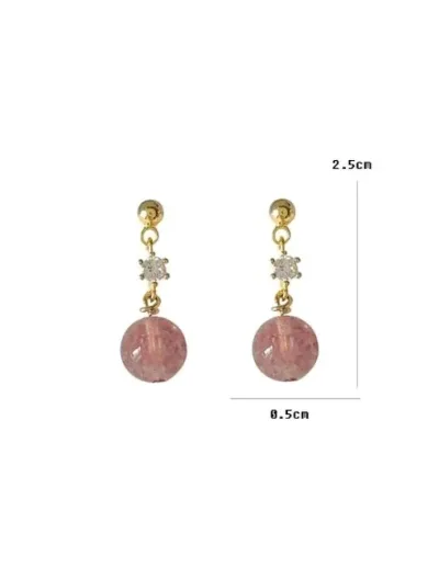 Aretes largos de fantasia para dama con diseño colgante de bolita
