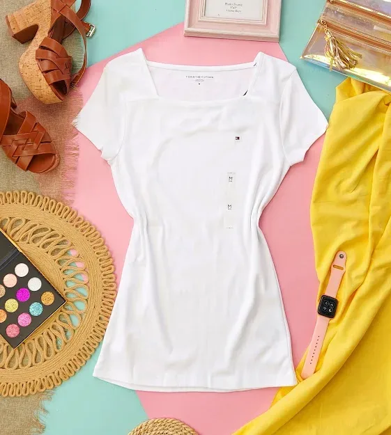Camiseta Tommy Hilfiger para dama color blanco liso