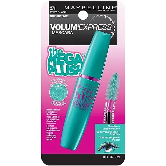 Mascara de Pestañas Maybelline New York Volume Express Mega Plush- Very Black 271.