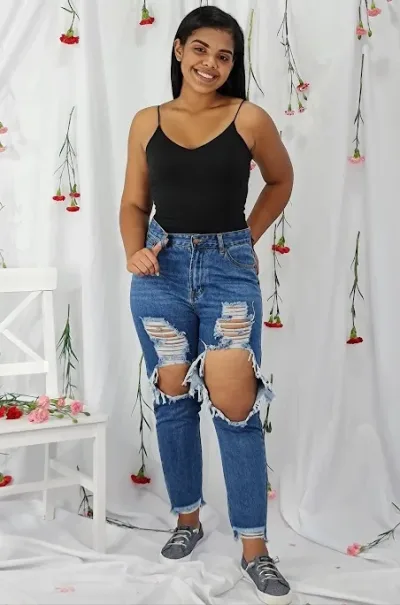 Mom Jeans para dama RJH-2678 color azul