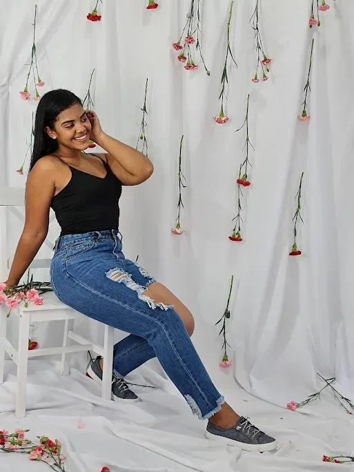 Mom Jeans para dama RJH-2678 color azul