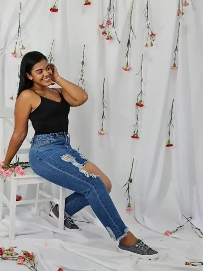 Mom Jeans para dama RJH-2678 color azul