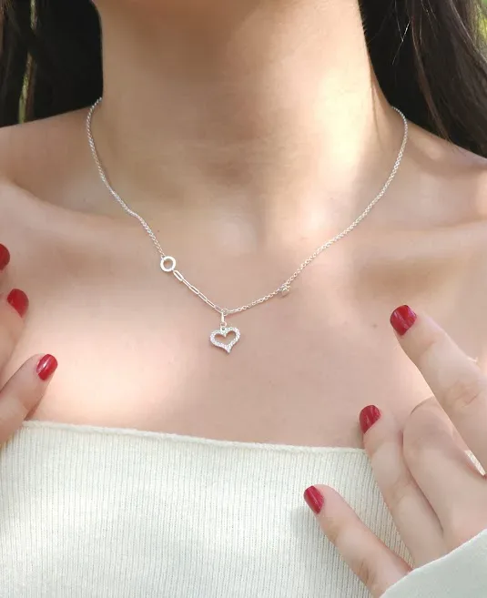 Collar plata 925 para dama con diseño de corazón color plateado #21
