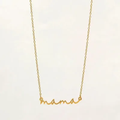 Collar de acero inoxidable para dama color dorado "mamá"
