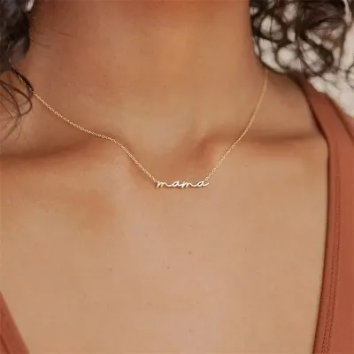 Collar de acero inoxidable para dama color dorado "mamá"