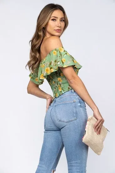 Blusa para dama diseño floral color verde