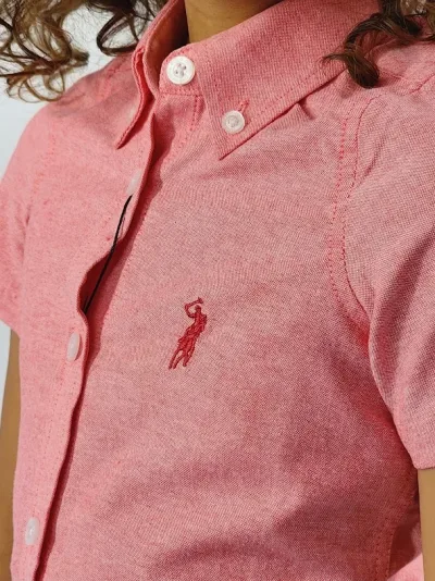 Camisa Cambrige Polo para niña color fuscia