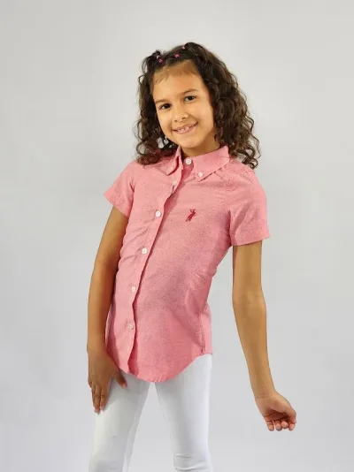 Camisa Cambrige Polo para niña color fuscia