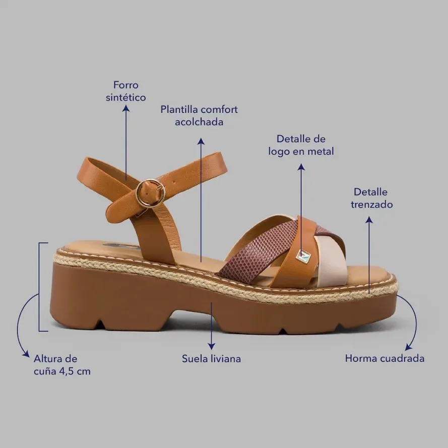 Sandalias Natural Clinton Multi para Dama