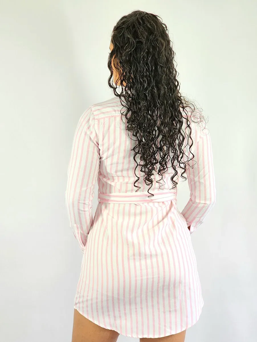Vestido Cambridge Polo Club para dama diseño a rayas color rosado