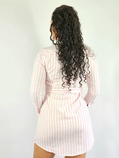 Vestido Cambridge Polo Club para dama diseño a rayas color rosado