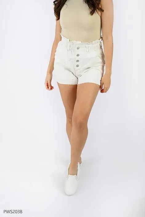 Short Psycho Sixteen Mica High Rise Bermuda Baggy Short Stretch para dama PWS2038 color blanco hueso