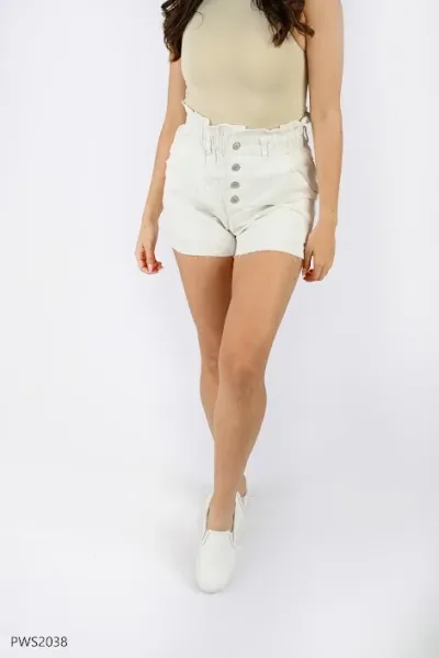 Short Psycho Sixteen Mica High Rise Bermuda Baggy Short Stretch para dama PWS2038 color blanco hueso