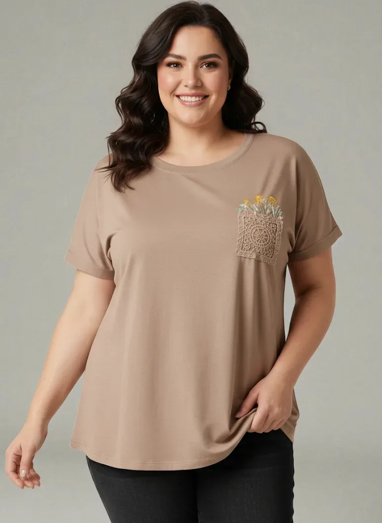 Camiseta taba para dama TB03-19 color cafe