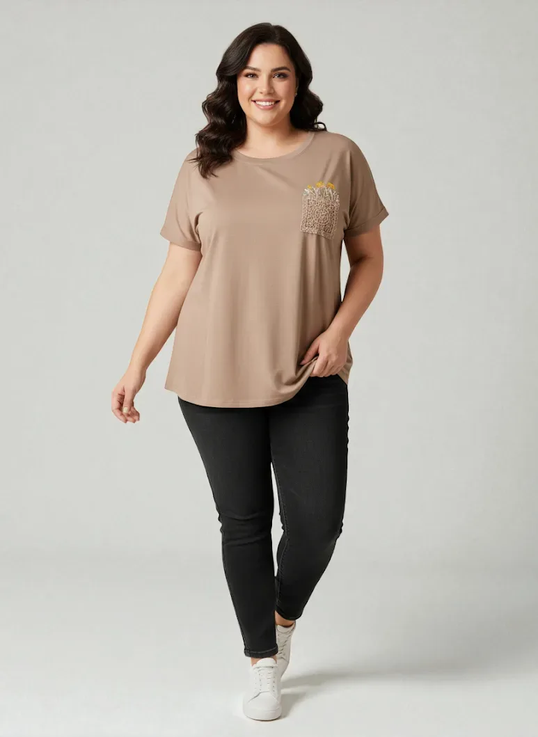 Camiseta taba para dama TB03-19 color cafe