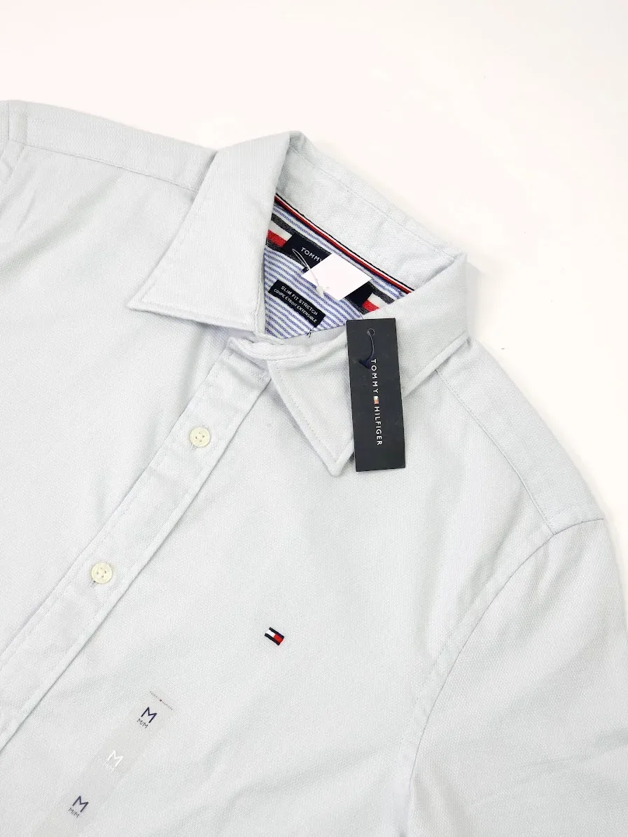 Camisa Tommy Hilfiger para caballero color celeste y blanco
