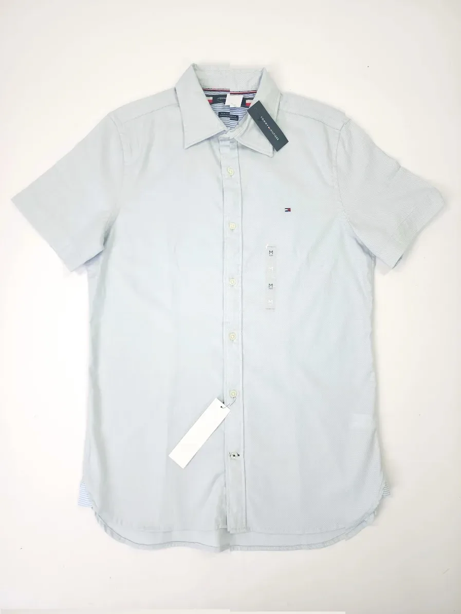 Camisa Tommy Hilfiger para caballero color celeste y blanco