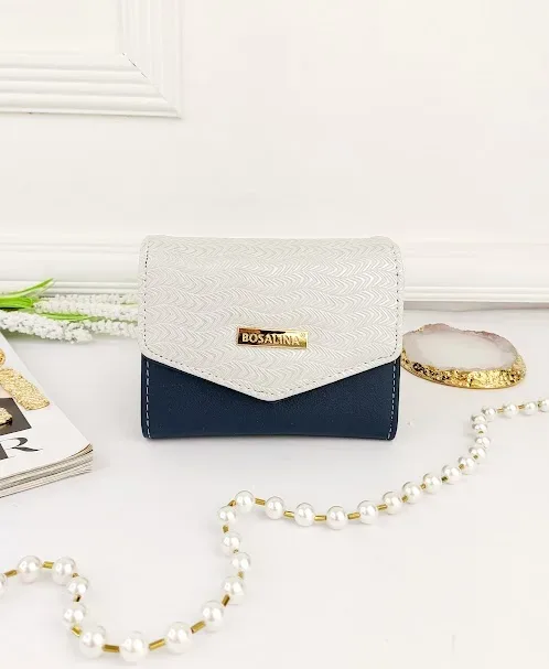 Cartera para dama color azul  y plateado