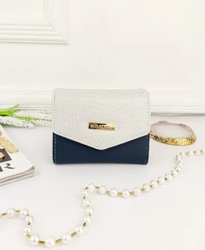 Cartera para dama color azul  y plateado